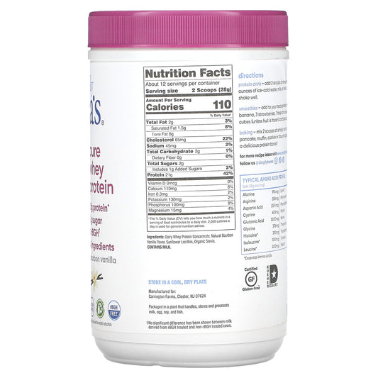 Tera's Whey rBGH Free Whey Protein Bourbon Vanilla (1x12 OZ)