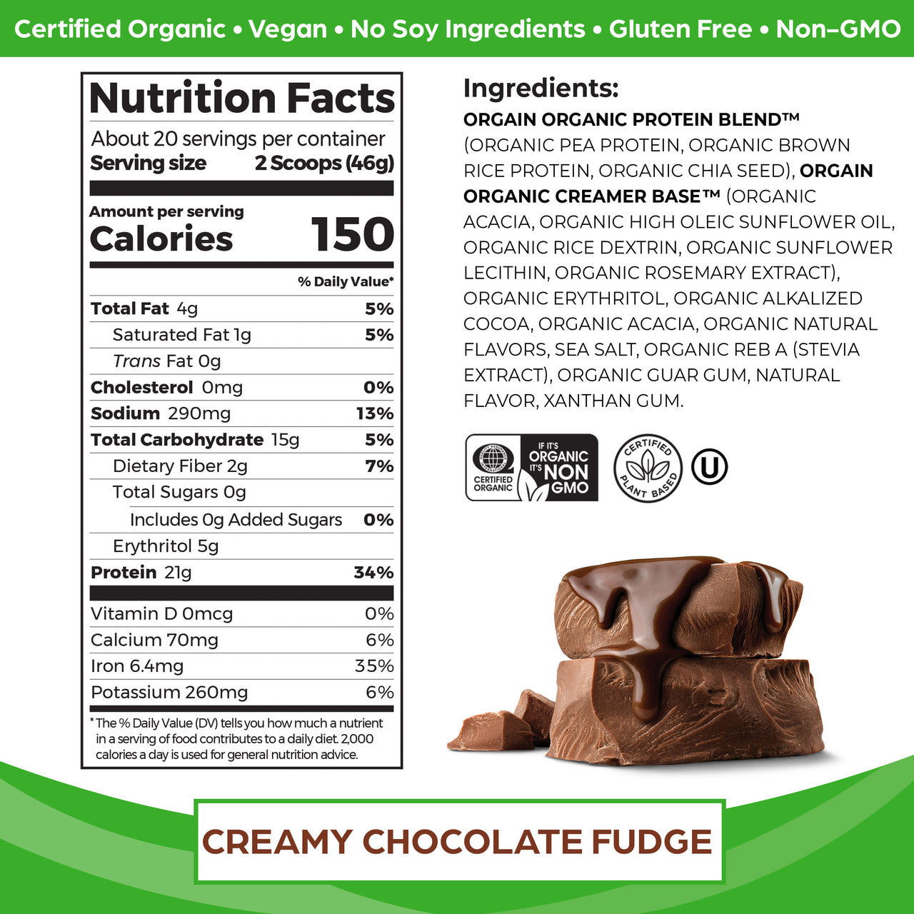 Orgain Creamy Chocolate Fudge (2.05 LB)